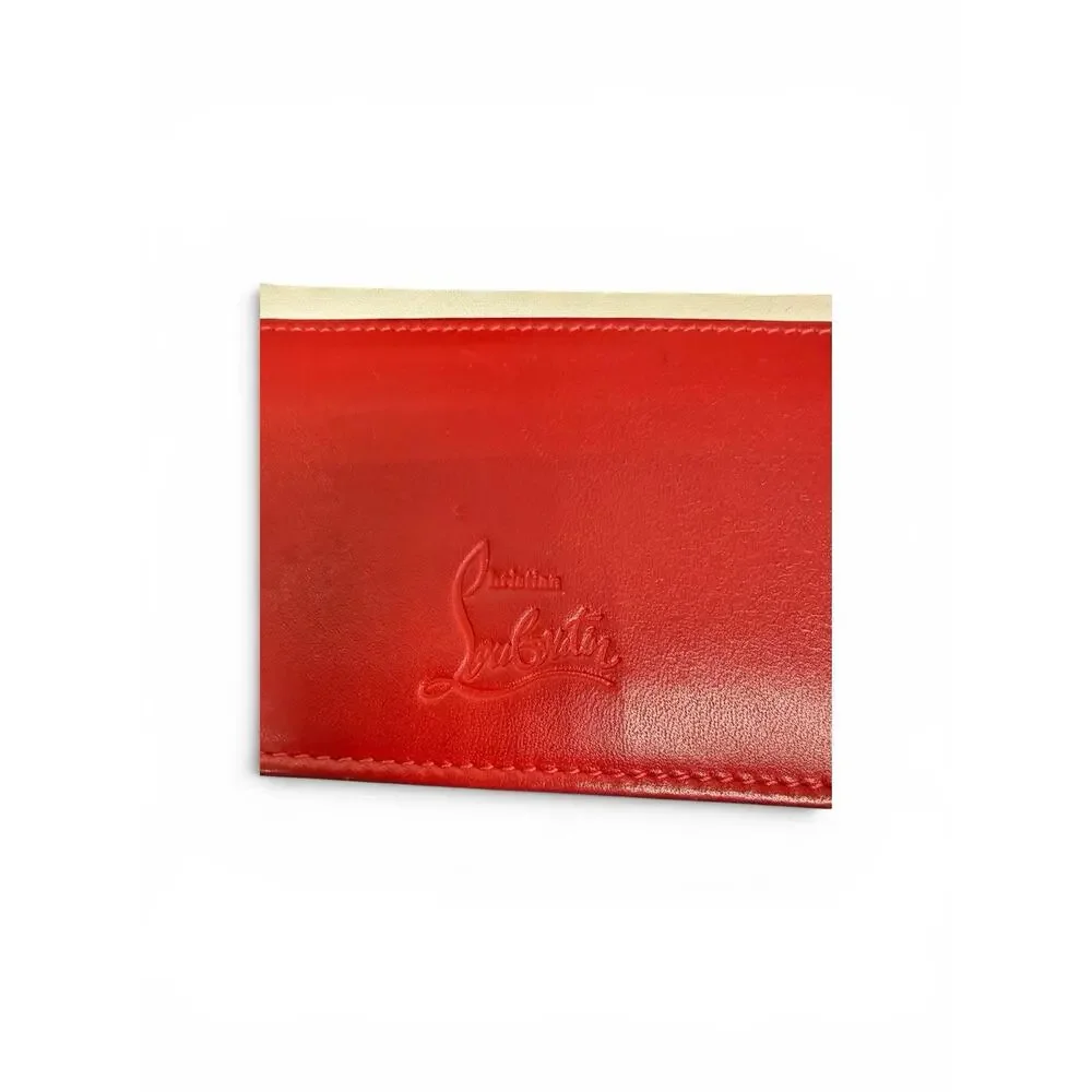 Christian Louboutin Kios Spikes Card Holder White & Red Multicolor Studded